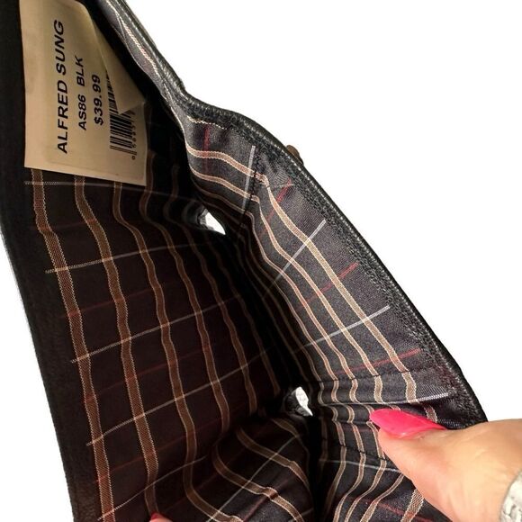 ALFRED SUNG Genuine Leather MENS Tri Fold Wallet Black NEW - Picture 4 of 4